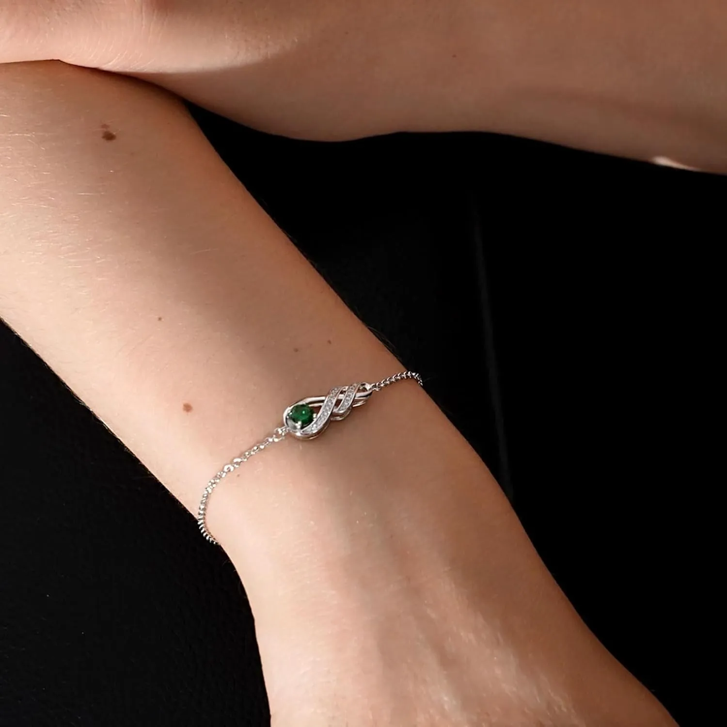 Birthstone Bracelets for Women Girls 925 Sterling Silver White Gold Infinity Pendant Anniversary Birthday Gifts Jewelry for Her, 6.7" 1.2"