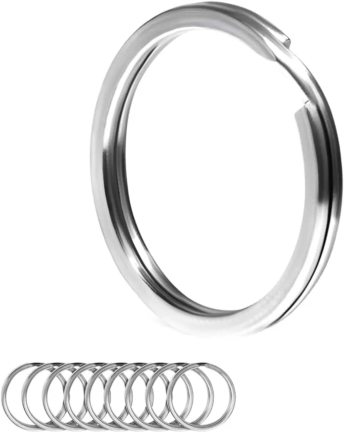 BiyrlyStainless Steel Keyrings,Round Key Rings for Flat Keychains For Home Car Office Keys Attachment