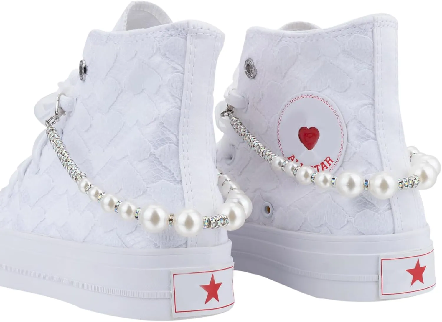 Bling Diamond Pearl Chain Shoe Jewelry for Sneakers Boots Shoelace Charms Accessories Shoe Lace Decoration Clips