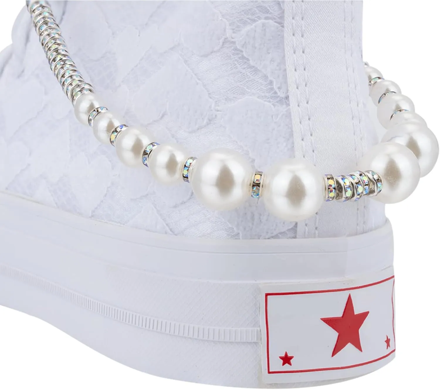 Bling Diamond Pearl Chain Shoe Jewelry for Sneakers Boots Shoelace Charms Accessories Shoe Lace Decoration Clips