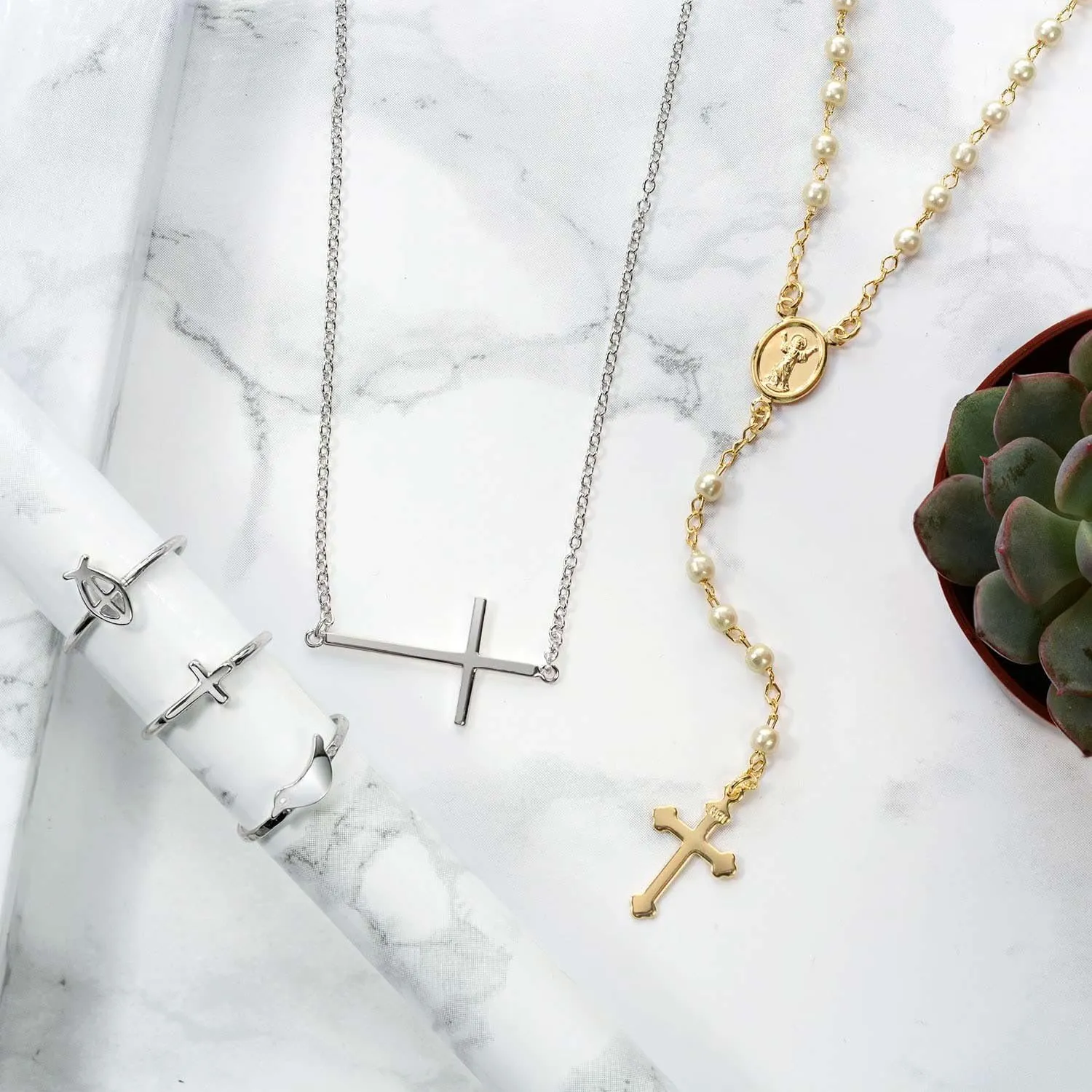 Bling Jewelry Minimalist Simple Midi Knuckle Thin 1MM Band Stackable Religious Sideways Cross Ring For Teen Yellow 14K Gold Plated .925 Sterling Silver