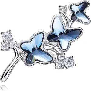 Blue Flower Brooch. Platinum-plated Brass, Inlaid with Cubic Zirconia and Austrian Crystal. Gorgeous Flower Brooches for Women. Give You Inborn Temperament.