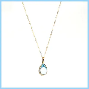 Blue Topaz Cabochon Necklace