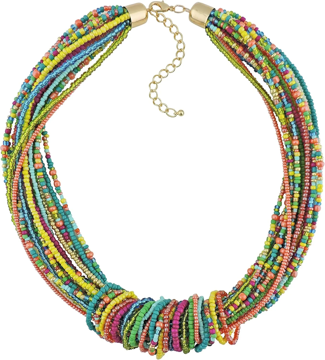 Bocar Chunky Statement Colorful Seed Beads Women Choker Collar Necklace
