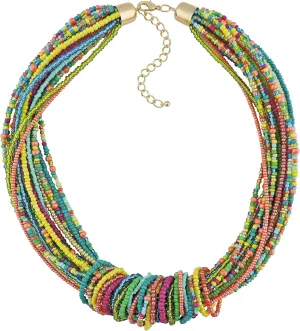 Bocar Chunky Statement Colorful Seed Beads Women Choker Collar Necklace