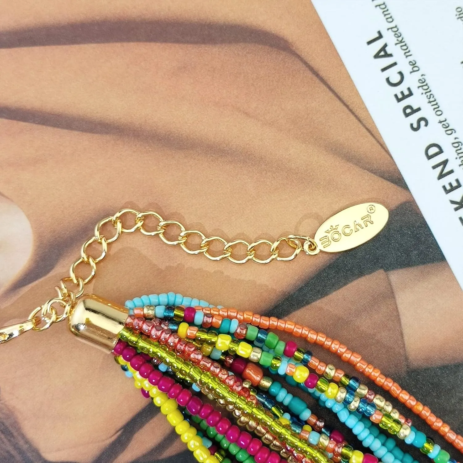 Bocar Chunky Statement Colorful Seed Beads Women Choker Collar Necklace