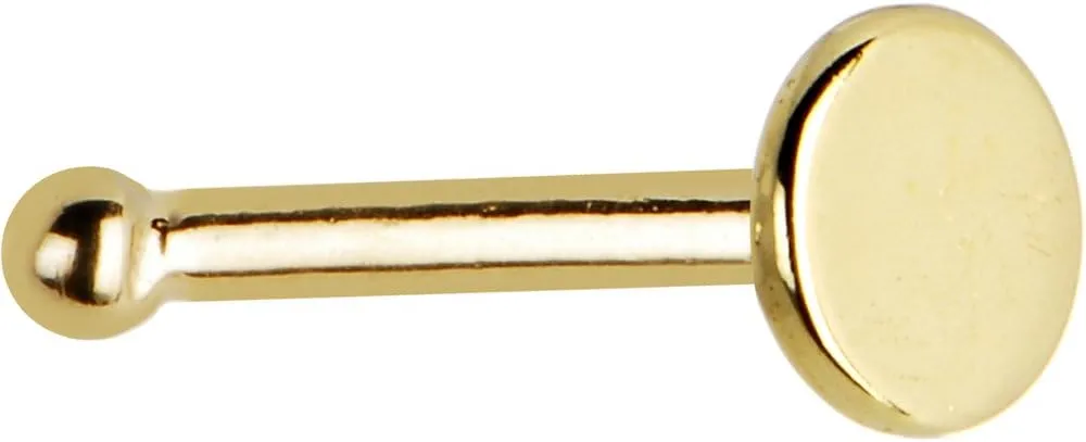 Body Candy 20 Gauge Nose Ring - Solid 14k Gold Nose Bone Nose Ring Flat Disc Nose Stud for Women Men