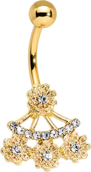 Body Candy Anodized Steel Colorful Accent Dainty Flowering Fan Belly Button Ring