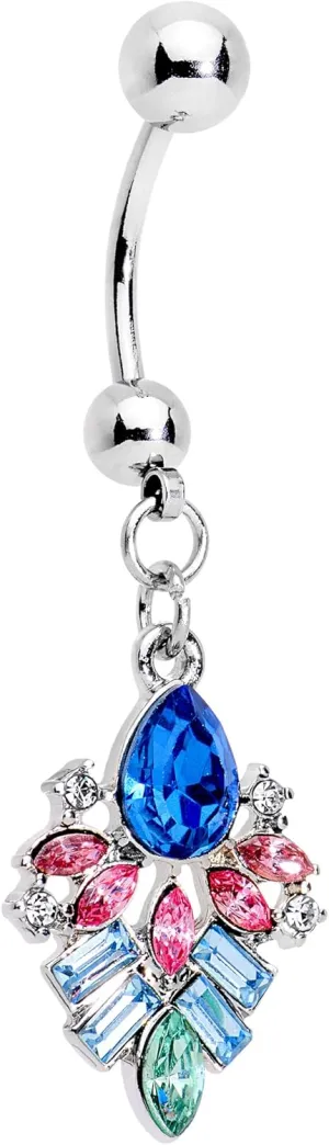 Body Candy Stainless Steel Colorful Accent Daydream Dangle Belly Ring
