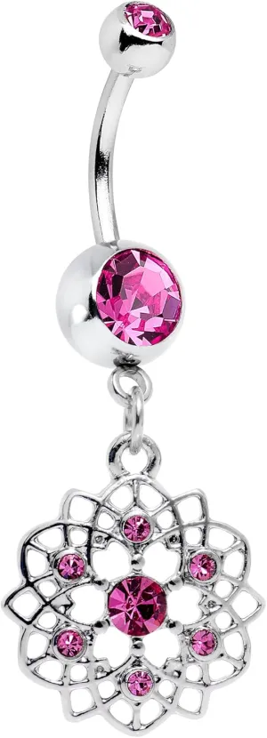 Body Candy Steel Colorful Accent Celtic Twist Flower Dangle Belly Ring