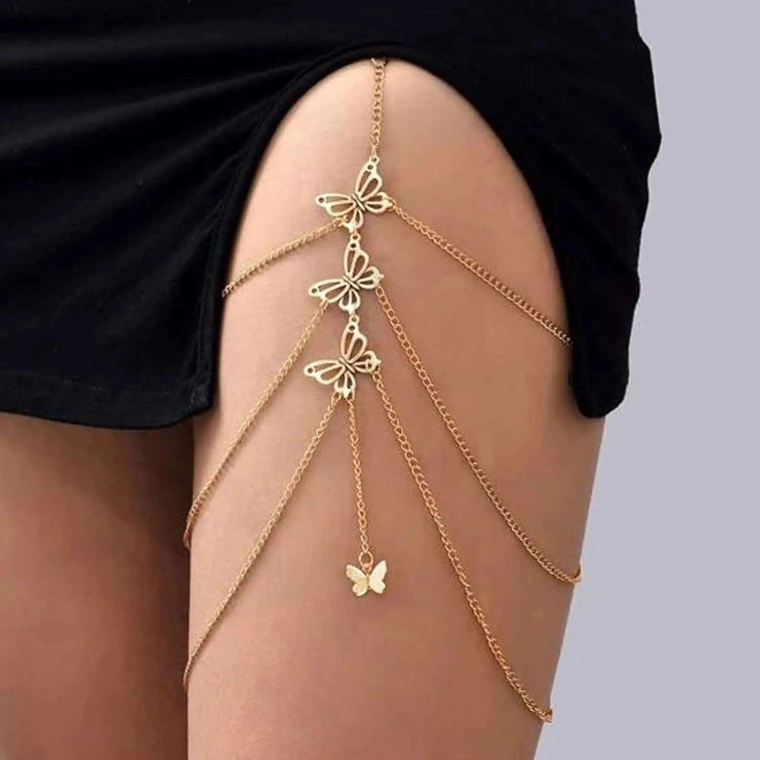 Body Chain Jewelry for Women Gold Body Chain Snake Thigh Chain Rhinestone Leg Chain Jewelry Thigh Harness Garters Summer Dresses Vacation Accessories