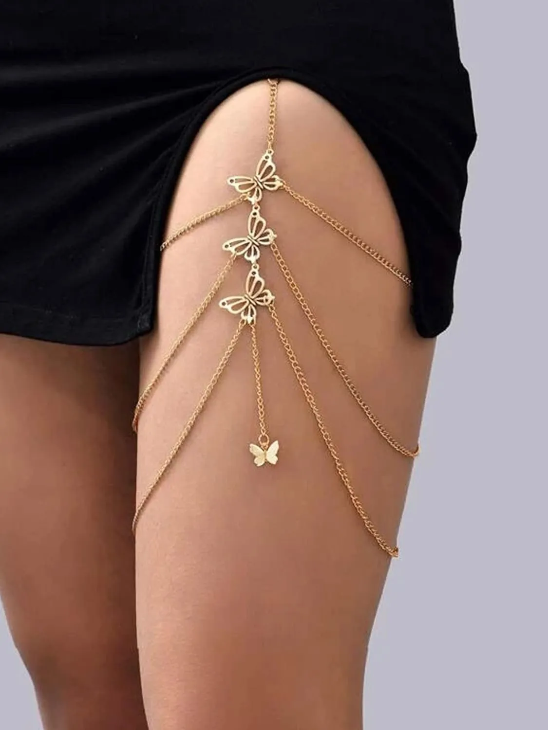 Body Chain Jewelry for Women Gold Body Chain Snake Thigh Chain Rhinestone Leg Chain Jewelry Thigh Harness Garters Summer Dresses Vacation Accessories