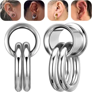BodyAce 1 Pair Ear Guages Rings 316L Stainless Steel Saddle Plugs for Ears Weight Hypoallergenic Earrings Stretchers Tunnels 0G 00G 1/2" 9/16" Expander Piercing Body Jewelry