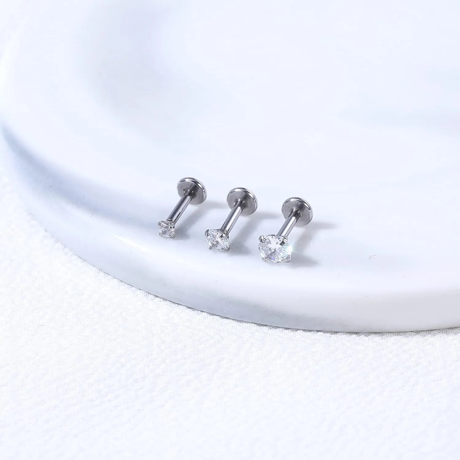 BodyAce 16G Push-In Lip Rings Tragus Earrings, Threadless Labret Studs Monroe Medusa Piercing Jewelry, Conch Helix Cartilage Earrings for Women Men