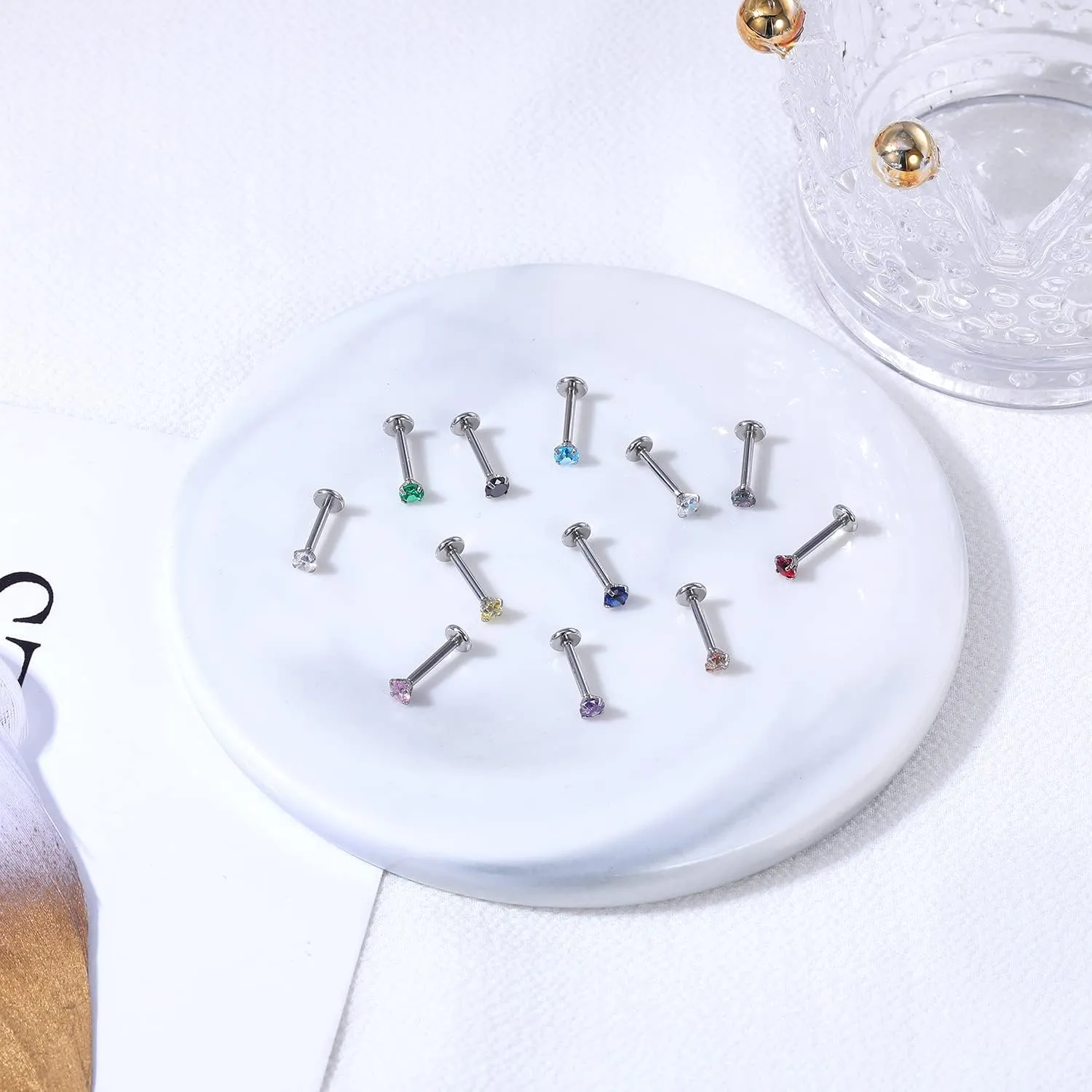 BodyAce 16G Push-In Lip Rings Tragus Earrings, Threadless Labret Studs Monroe Medusa Piercing Jewelry, Conch Helix Cartilage Earrings for Women Men