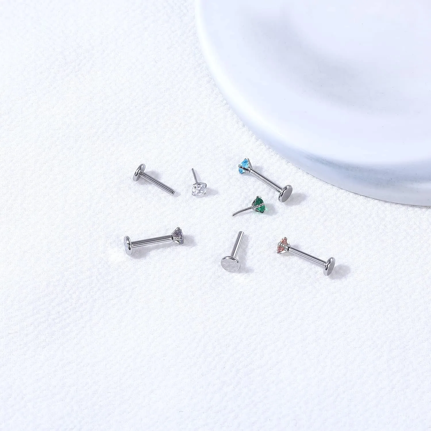 BodyAce 16G Push-In Lip Rings Tragus Earrings, Threadless Labret Studs Monroe Medusa Piercing Jewelry, Conch Helix Cartilage Earrings for Women Men