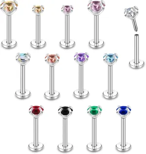 BodyAce 16G Push-In Lip Rings Tragus Earrings, Threadless Labret Studs Monroe Medusa Piercing Jewelry, Conch Helix Cartilage Earrings for Women Men