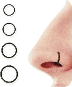 BodyBonita 4/5/8 pcs 16G/18G/20G 316L Surgical Steel Hinged Nose Rings Hoops Lip Septum Rings Helix Conch Rook Cartilage Tragus Earrings Piercing Jewelry Black Silver Gold Nose Rings for Women Men