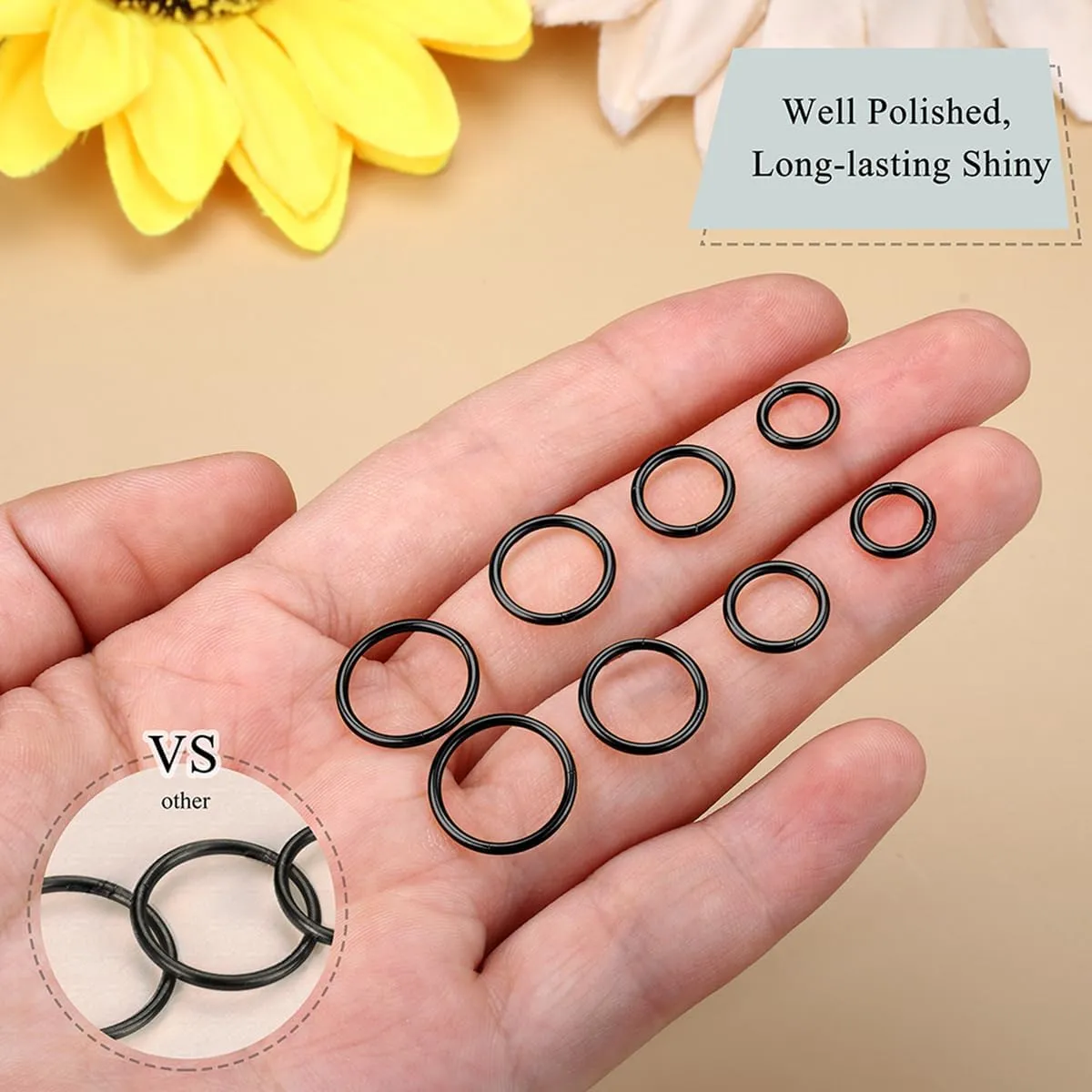 BodyBonita 4/5/8 pcs 16G/18G/20G 316L Surgical Steel Hinged Nose Rings Hoops Lip Septum Rings Helix Conch Rook Cartilage Tragus Earrings Piercing Jewelry Black Silver Gold Nose Rings for Women Men