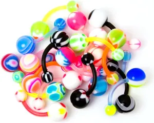 BodyJewelryOnline 20 Mixed Bioflex Belly Navel Rings - 14ga-3/8(10 mm) - Flexible and Comfortable