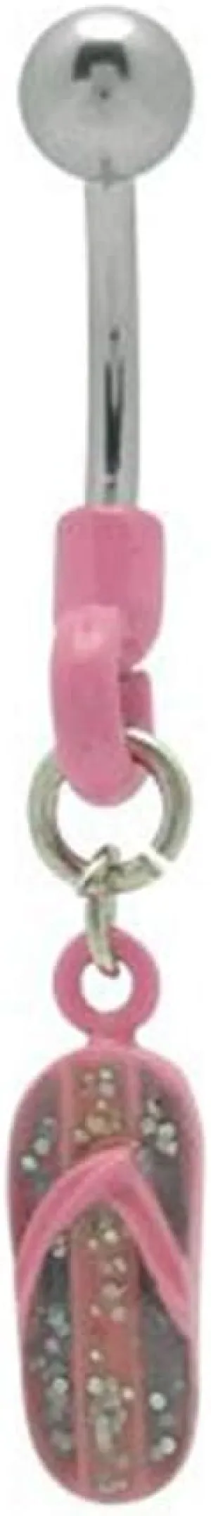 BodyJewelryOnline Colorful Pink Glitter Beach Sandals Belly Button Ring