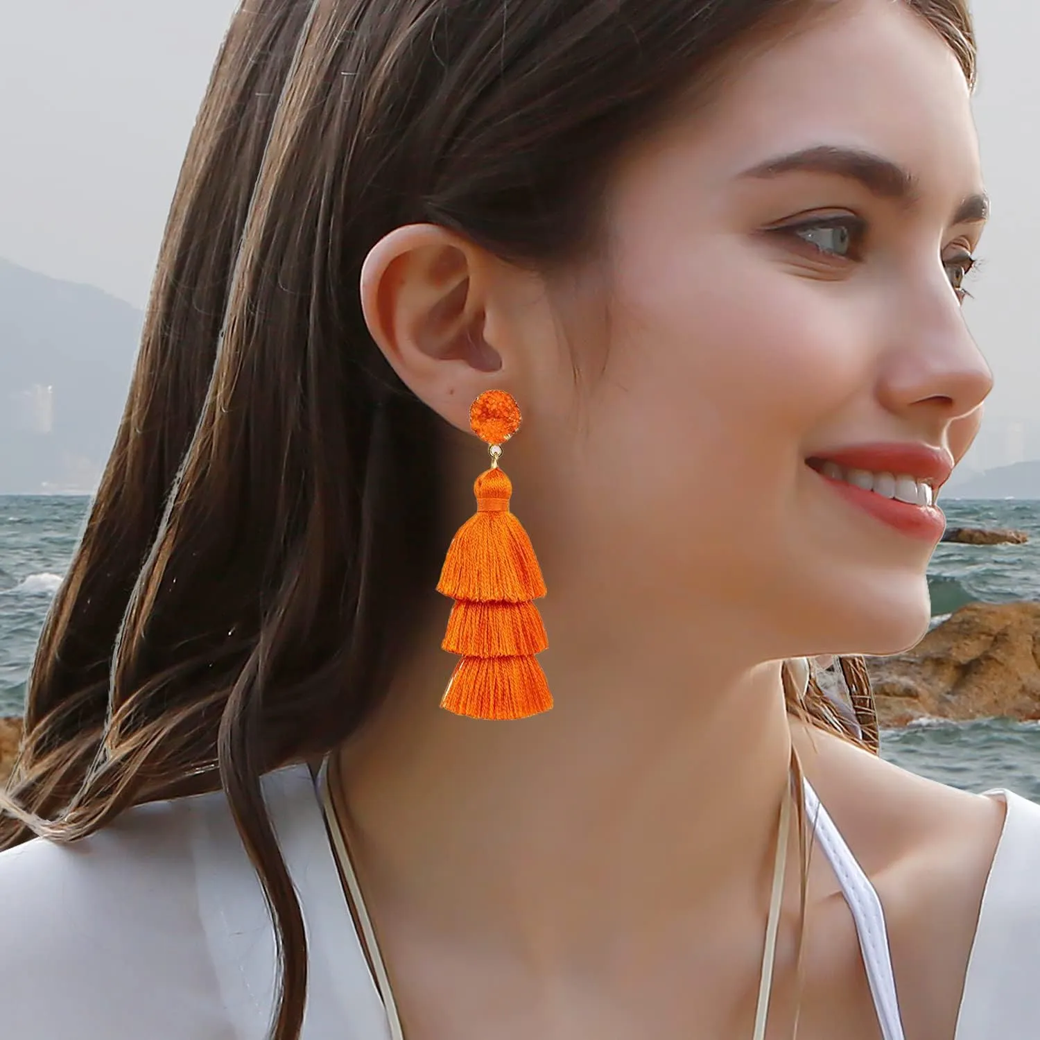 Boho Earrings for Women Bohemian Long Tassel Fringe Earrings Hand Made Vintage Boho Gypsy Style Ethnic Jewelry