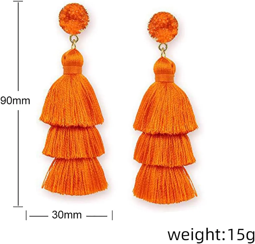 Boho Earrings for Women Bohemian Long Tassel Fringe Earrings Hand Made Vintage Boho Gypsy Style Ethnic Jewelry
