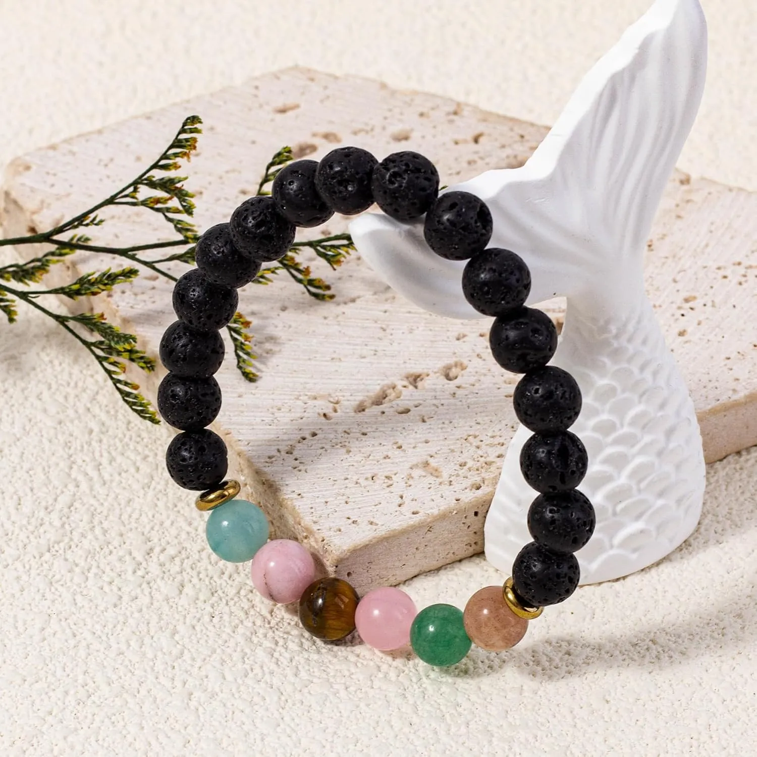 Boho Handmad Natural Lava Chakra Healing Energy Stone Bead Bracelets for Girl Boy Teen Women Men Friend Jewelry Birthday Gifts Spiritual Bracelet