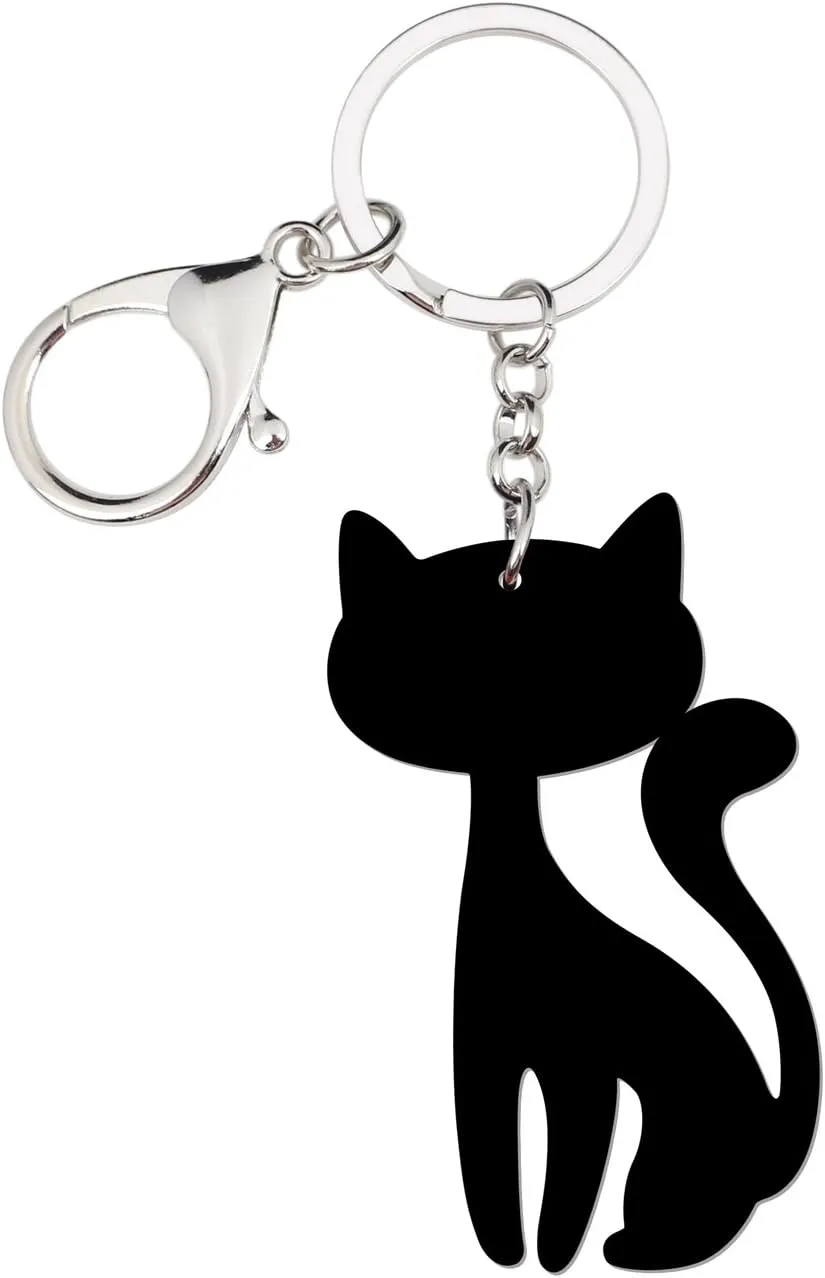 BONSNY Acrylic Cat Key Chains For Women Car Purse Bag Rings Pendant Girl Gift Charms