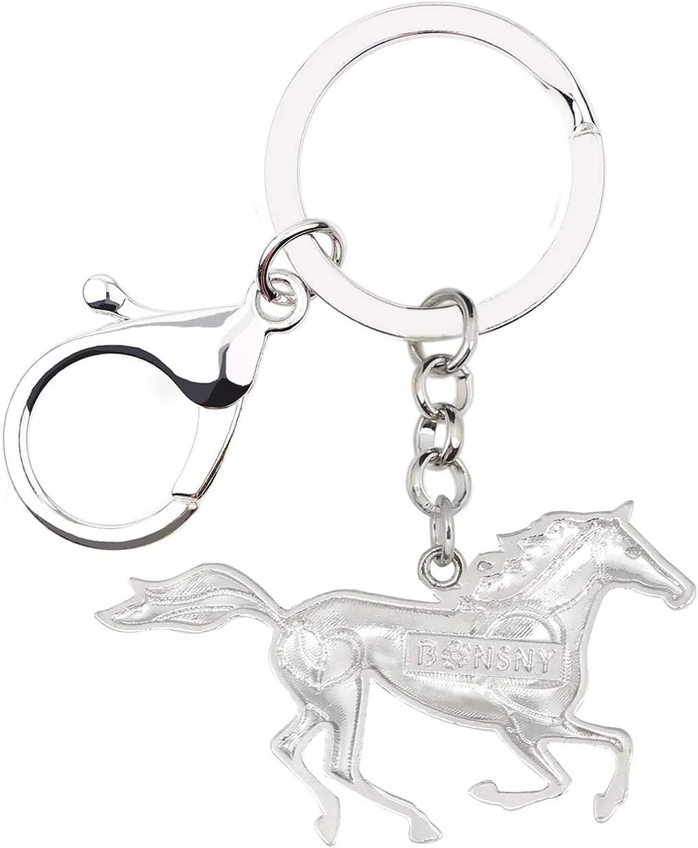 BONSNY Enamel Metal Horse Key chains For Women Girls Gifts Car Purse Animal Pendant Charms