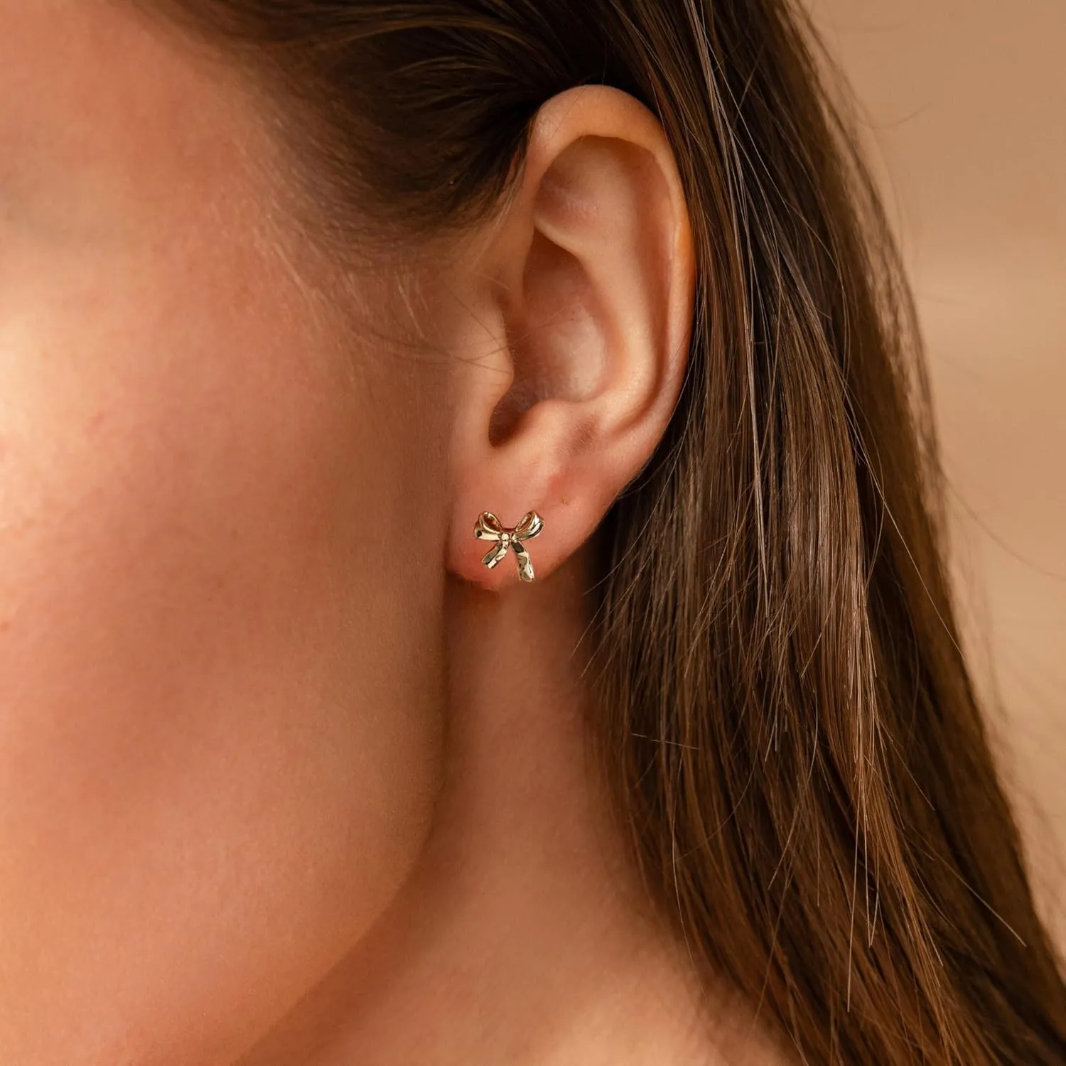 Bow Earrings for Women, Dainty 14K Gold Plated Pearl Dangle Earrings Simple Cute Drop Earring Studs Trendy Gold Jewelry Gifts