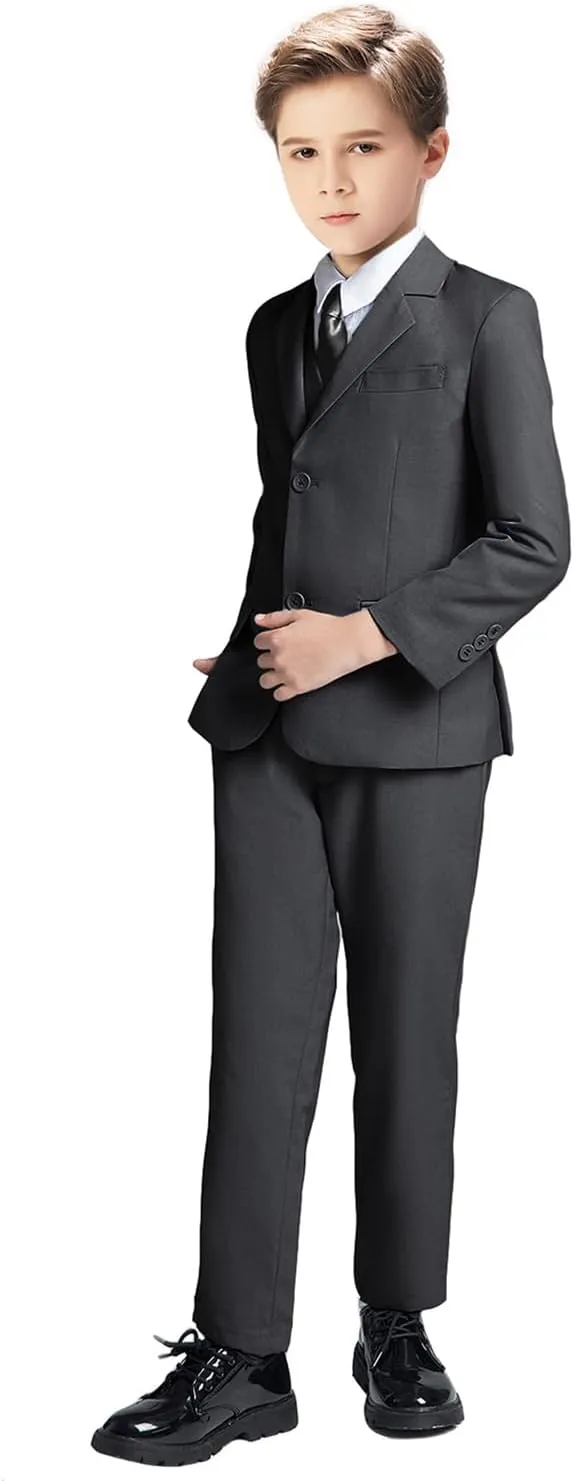 Boys Suit for Kids Tuxedo Suits for Wedding Formal Suit Set Toddler Boy Dress Outfit with Shirt and Tie