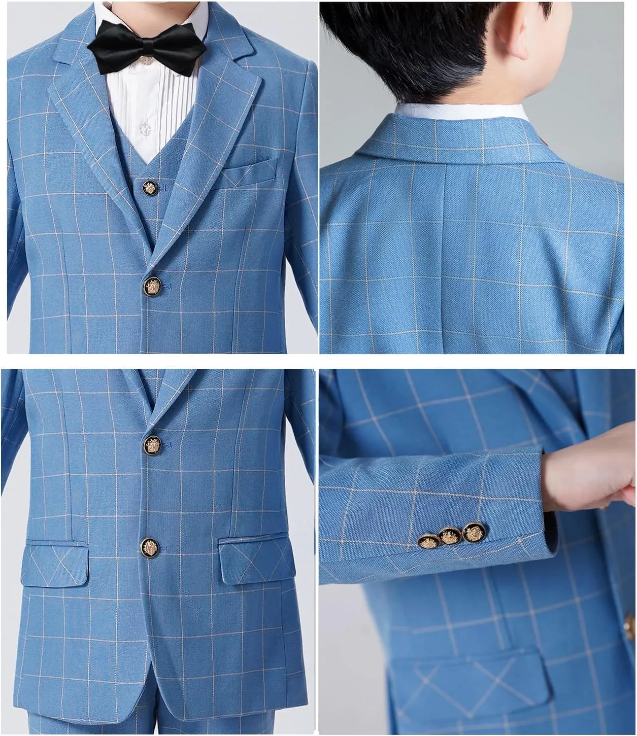 Boys Suit for Kids Tuxedo Suits for Wedding Formal Suit Set Toddler Boy Dress Outfit with Shirt and Tie