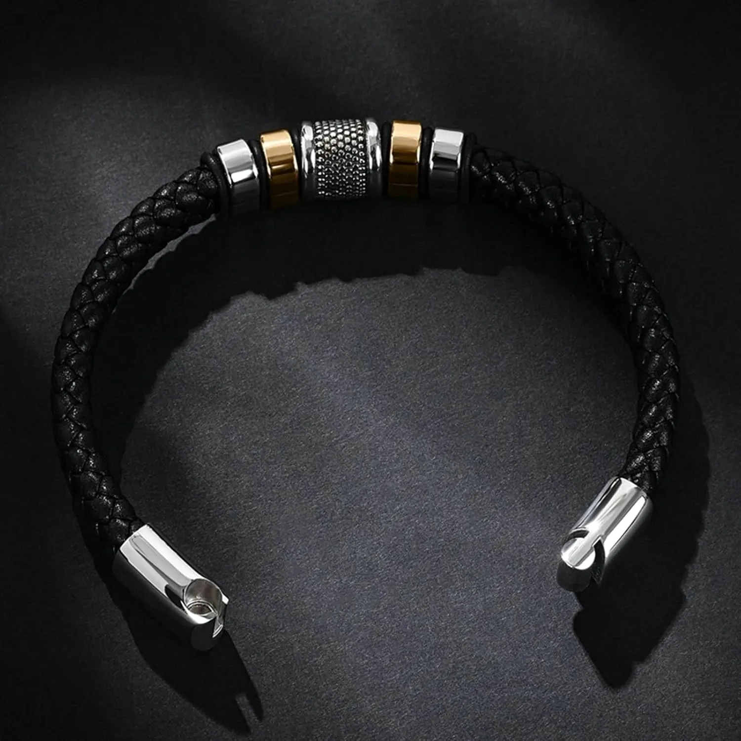 Bracelet Men, Link Bracelet Set Geometric Type Boho Bracelet Pu Leather Men Accessories Jewelry