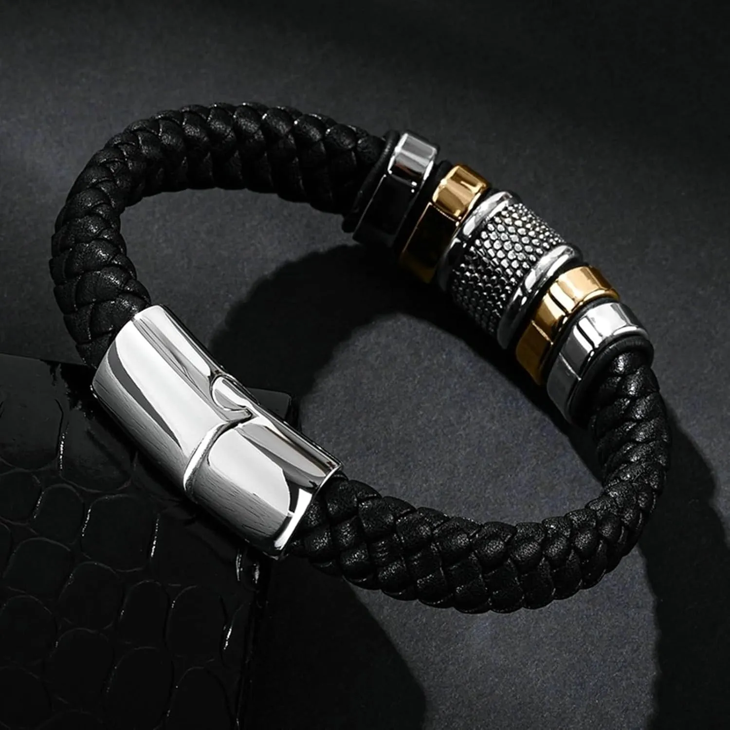 Bracelet Men, Link Bracelet Set Geometric Type Boho Bracelet Pu Leather Men Accessories Jewelry