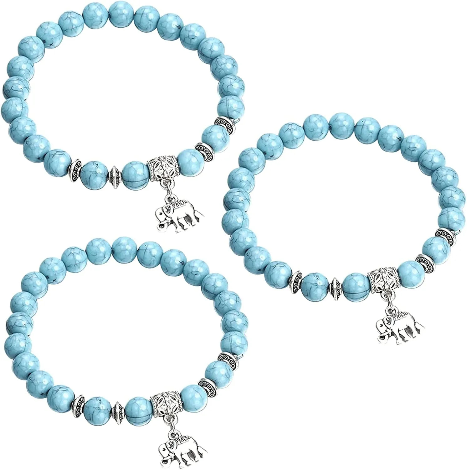 Bracelets for Women Men Crystals Yoga Beads Stretch Bracelet Handmade Natural Gemstones Braided Rope Elastic Beads Bangle Meditation Spiritual Gifts