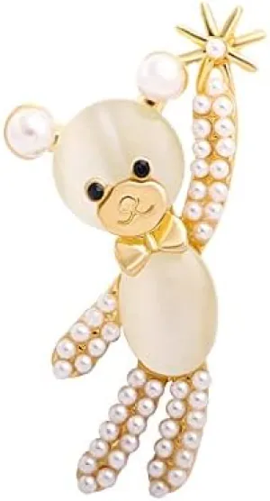 Brooch Bear Brooch Cute Sweet Suit Dress Pearl Brooch Accessories Party Fashion Pin Jewelry for Women Girls (Color : YNCP6845)