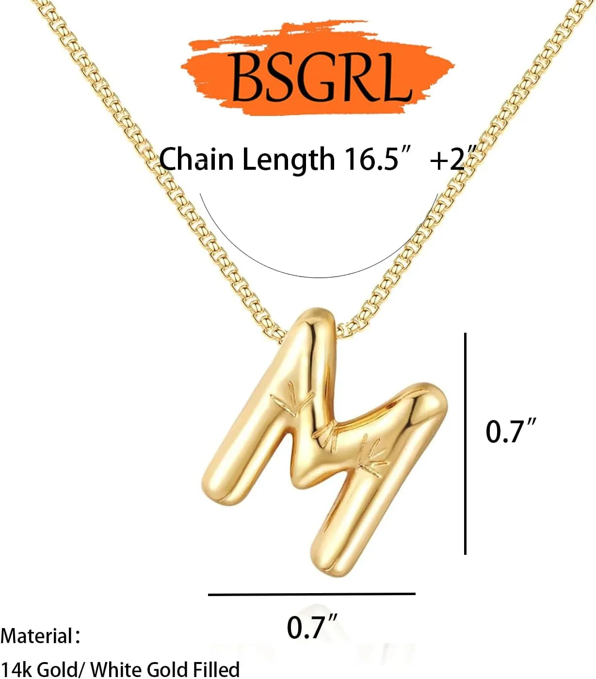 Bubble Letter Necklace Gold-14k Gold Filled Bubble Initial Necklace A-Z Alphabet Monogram Balloon Bubble Letter Dainty Necklace For Women 16.5" 2"