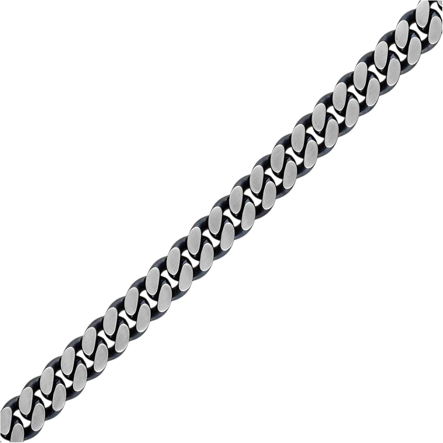 Bulova Men's Jewelry Classic Curb Chain Dual Surface Blue IP and Brushed Stainless Steel 10MM Bracelet