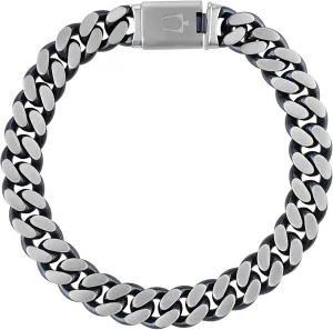 Bulova Men's Jewelry Classic Curb Chain Dual Surface Blue IP and Brushed Stainless Steel 10MM Bracelet