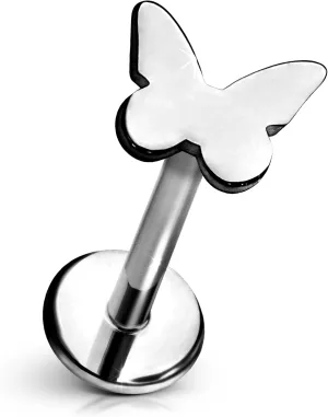 Butterfly Flat Back Stud  Single Titanium Earring, Push Pin Design for Sensitive Ears  (Single Earring)