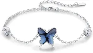 Butterfly/Sea Turtle Bracelet for Women 925 Sterling Silver Animal Bracelet Adjustable Jewelry Graduation Birthday Mothers Day Gifts