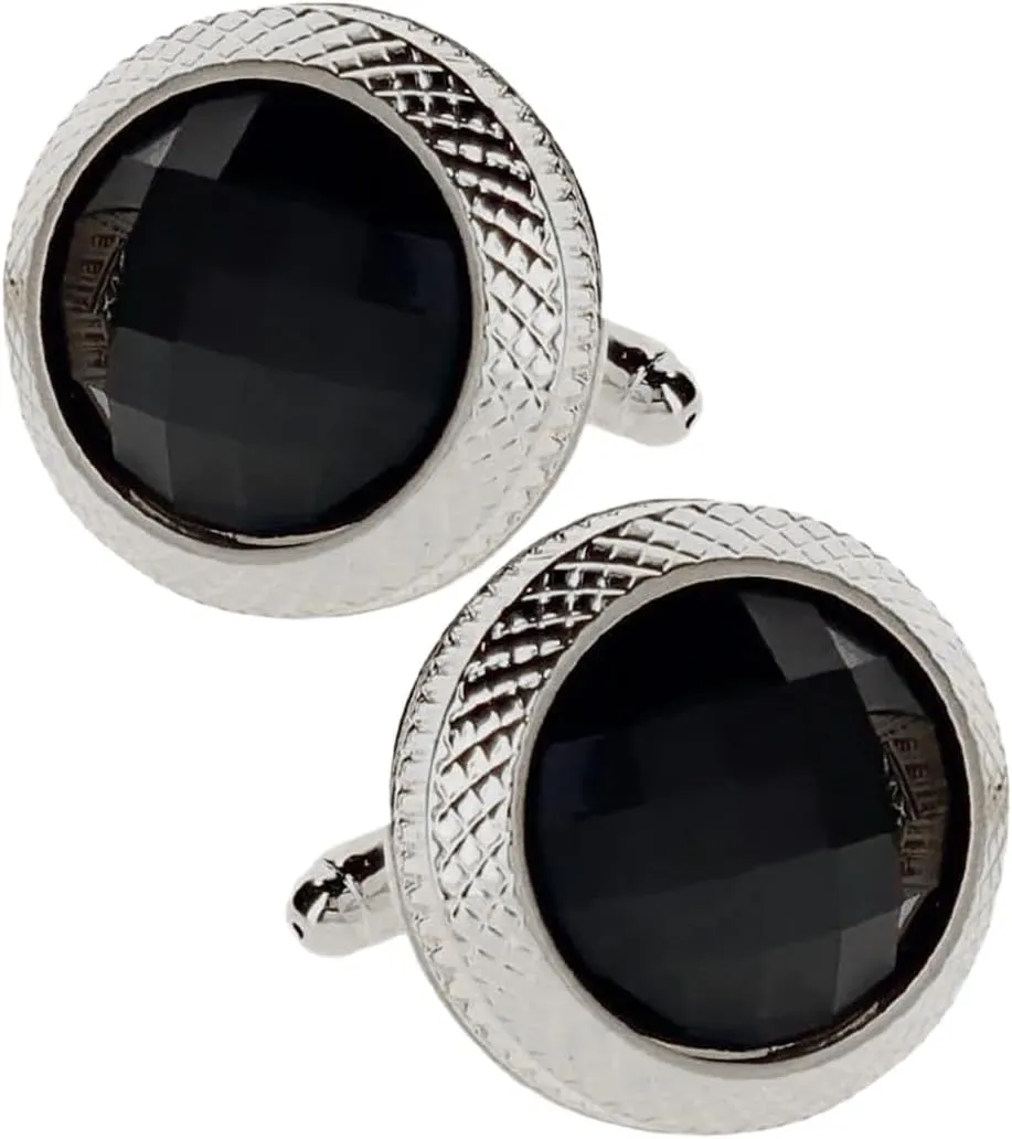 Button Color Stone Cuff Links