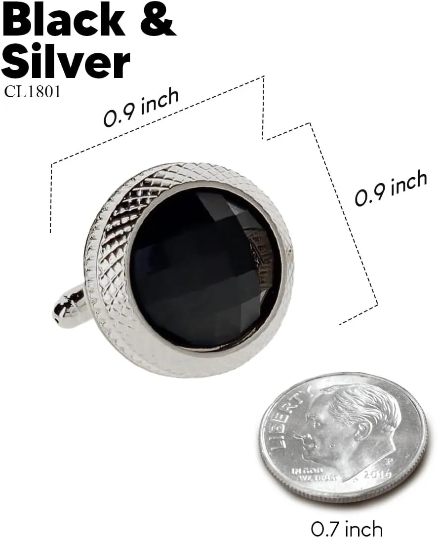 Button Color Stone Cuff Links