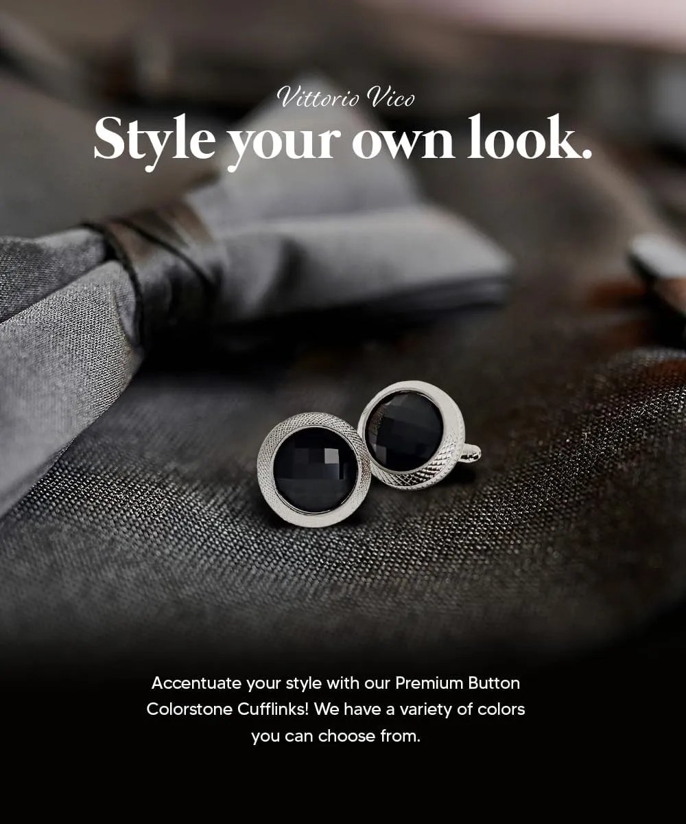 Button Color Stone Cuff Links