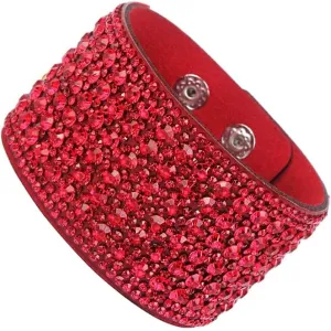 Caiyao Boho Bangle Leather Bracelet for Women Rhinestone Bangle Bracelet for Teen Girls Wide Edge Bracelet Leather Wrap Cuff Bracelet