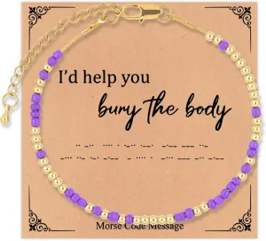 Caiyao I'll Help You Bury the Body Morse Code Bracelet for Women Message Friendship Bracelet Couple Bracelets Birthday Gifts