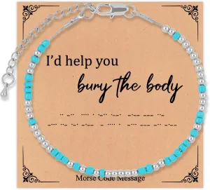 Caiyao I'll Help You Bury the Body Morse Code Bracelet for Women Message Friendship Bracelet Couple Bracelets Birthday Gifts