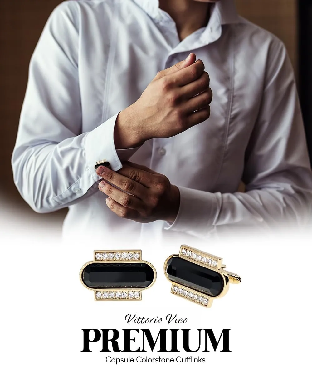 Capsule Color Stone Cuff Links