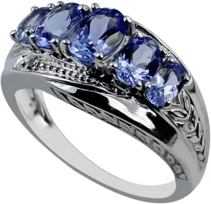 Carillon 0.95 Carat Tanzanite Oval Shape Natural Non-Treated Gemstone 925 Sterling Silver Ring Engagement Jewelry for Women & Men